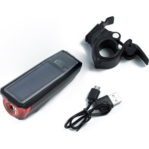 Bicycle Headlight Strong Light Flashlight Intelligent Light Sensing Horn Solar Usb Charging Riding Lamp