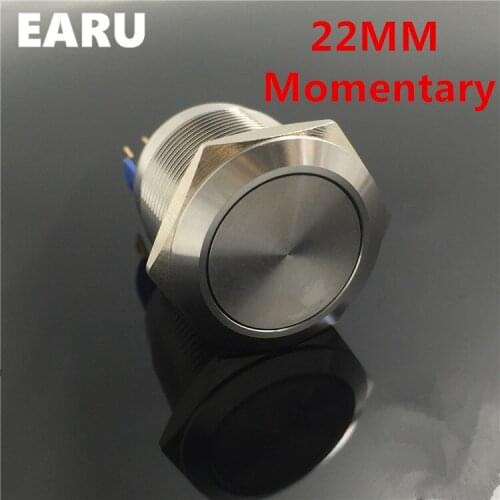 22mm Waterproof Momentary Stainless Steel Metal Doorbell Bell Horn Power Push Button Switch Car Auto Engine Start PC On