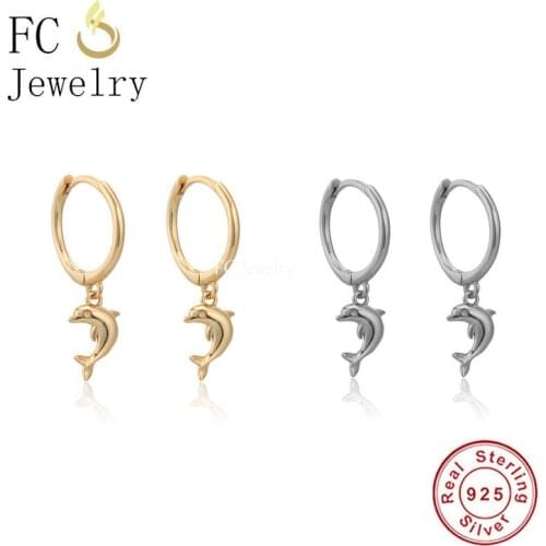 925 Silver Beach Romantic Sea Animal Jumping Dolphin Piercing Hoop Earring For Femme Boucle D'oreilles Pendientes 2021 Summer