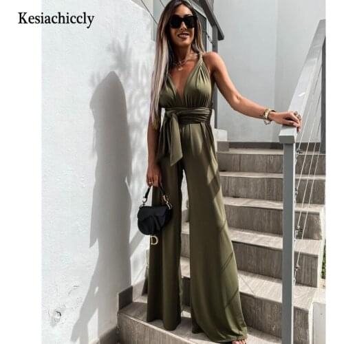 Kesiachiccly 2021 New Women Jumpsuit Lady Sleeveless Romper Womens Jumpsuit Bandage Bodycon Party Streetwear Outfit Clothes