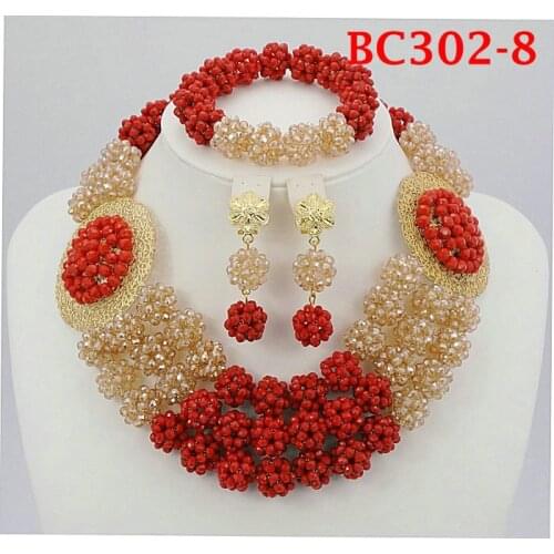 2020 New Handmade Dubai Gold Jewelry Sets Fashion Big Nigerian Wedding African Beads Jewelry Sets Costume Dubai For Women
