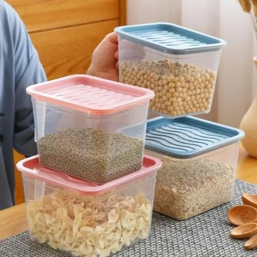 1/2/4Pcs Kitchen Storage Containers Plastic Food Storage Container Clear Rice Box Refrigerator Organizer Tea Bean Grain Case
