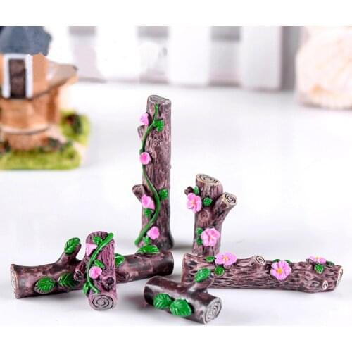 1Pc Flower Tree Stump Bonsai Figurines Fairy Garden Miniatures for Ornament Dollhouse Home Decor Resin Craft