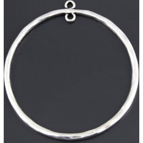 10pcs Silver Color 58x53mm Large Round Circle Charms Geometric Connector Pendant For Jewelry Making DIY Handmade Accessorie