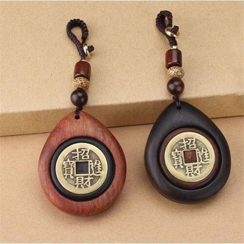 10 PCS Handmade Lucky Feng Shui Hanging Vintage Brass Money Pendant China Ancient Coins Car Keychain Home Decor Wholesale XB