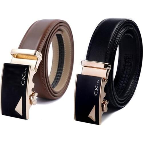 100% 2 style Top Quality Automatic Buckle Cow Man Belts Genuine Leather Belt Luxury Leather Belts