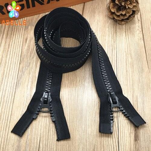 2 pieces NO.8 Plastic resin Zipper 100-600cm Black color/Open end/Double slider/Chunk teeth long zip for bag tent free shipping