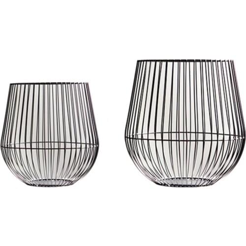 2Pcs Nordic Style Iron Black Wire Mesh Tealight Candle Holder LED Candle Decorations