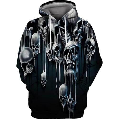 Papertiger Black Cave Horror Skull Print Fun 3D Mens Fashion Hoodies