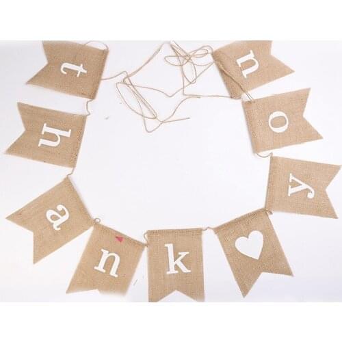 4.5m Thank You Banner Wedding Decoration Bridal Baby Shower Linen Flags Pennant Party Supplies Birthday Guest Favor Gifts