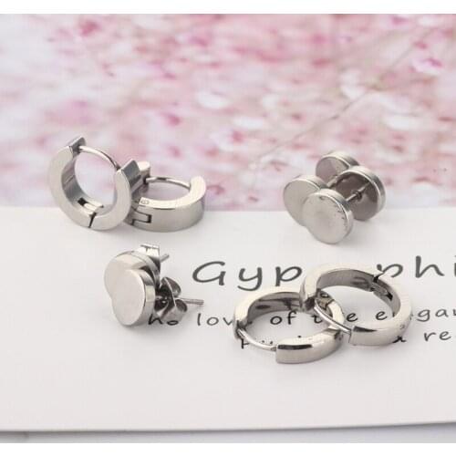 4 Pairs/Set Stainless Steel Punk Earrings Hip Hop Rock Gothic Ear Studs Unisex Women Men Decorations Jewelry Gifts