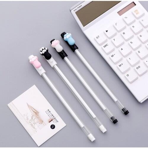 4pcs Cute Catty Claw Gel Ink Pen Black Color 0.5mm Roller Ball Pens for Writing White Cat Stationery Office School Supplies F534
