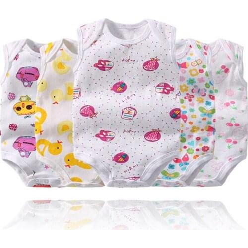 5 pcs/lot Newborn Baby Clothes Infant Girls Sleeveless Summer Romper Kids Cotton Ruffle Bubble Romper Baby Jumpsuit Clothing