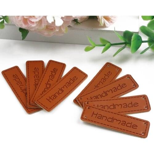 50pcs/Pack High Quality Hand Made PU Leather Labels Tags For Handwork Gifts Leather Handmade Clothes Shoes Sewing Accessories
