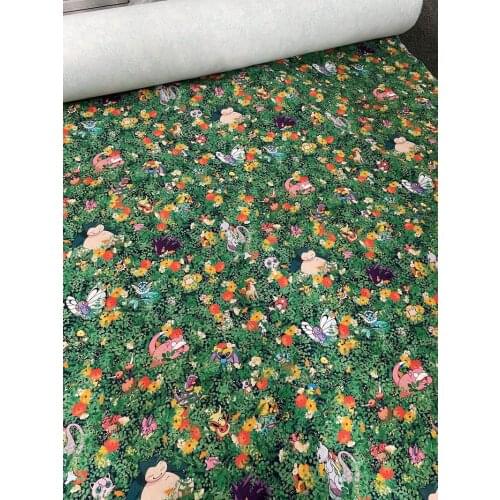 90cm/piece a2029 Digital direct spray cartoon animal print color cloth personality shirt jacket fabric