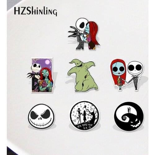 The Nightmare before Christmas Jack and Sally Printing Acrylic Lapel Pins Resin Epoxy Accessories