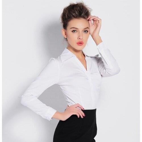 Womens Body Shirt Blouses 2017 Women Shirts Blusa Tops Long Sleeve Bodysuit White Blue Office Work Wear Clothes