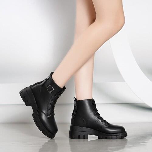 Ankle Boots PU Leather Women Winter Boots Flat Platform Short Boots Ladies Shoes Fashion Autumn Keep warm Winter Boots 2021 New