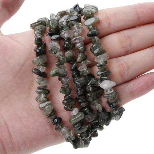 Irregular Green Hair Crystal Natural Stone Beads Gravel Bead for Jewelry Making DIY Bracelet Necklace Accessories 15'' /Strand