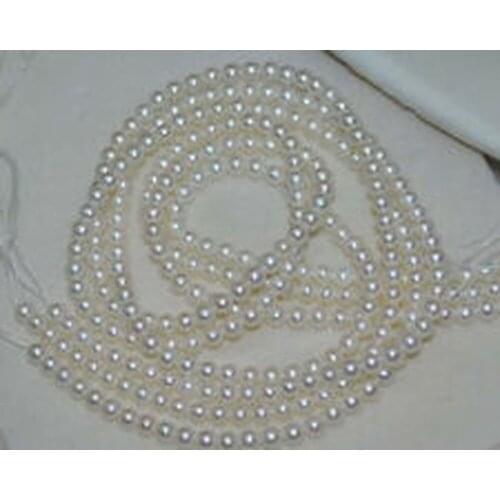 High Quality Natural 6-7mm White Luster Real Round Pearl Loose Beads 15.5