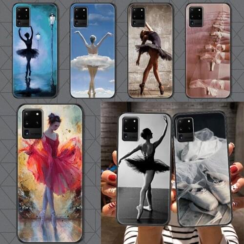 Ballerina Dance Ballet Girl Shoes Phone case For Samsung Galaxy Note 4 8 9 10 20 S8 S9 S10 S10E S20 Plus UITRA Ultra black 3D