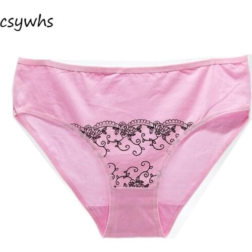 CSYWHS Plus Size Women Briefs Cotton Print Panties Big Size Underwear for Girls Mid Rise Sexy Lingerie Intimates 1pc