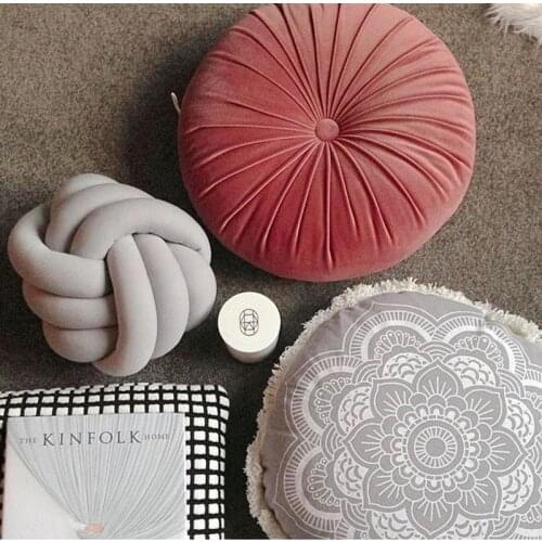 Sofa Decorative Pillow Knot Ball Knotted Braided Wire Ball Throw Pillow For Couch Reading Round Pillows For Living Room Home