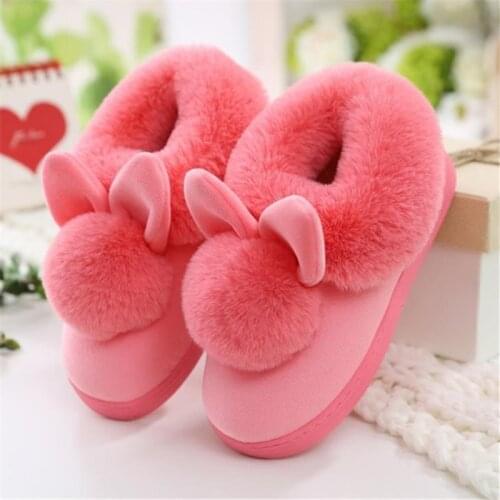 Faux Fur Rabbit Home Flip Flop Female Autumn And Winter Cotton Slippers Warm Thick Bottom Indoor Cotton Shoes 2020