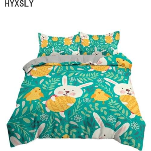 Happy Easter Egg Rabbit Bedding Set Lovely Colorful Printed Single Double King Queen Size Girl Boy Duvet Cover Sets Home Textile