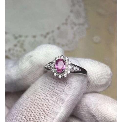 Handworked Natural And Real Pink Sapphire Ring For Women 925 Sterling Silver Fine Jewerly Wedding Party ring