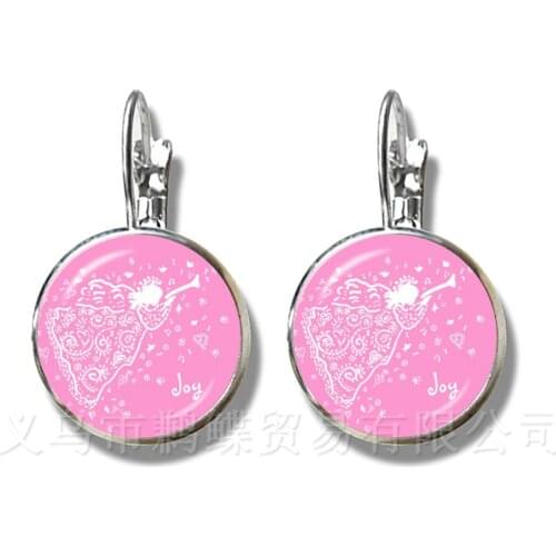 Classical Cartoon Character Christmas Angel Glass Cabochon Stud Earrings DIY Jewelry Wonderful Xmas Gifts