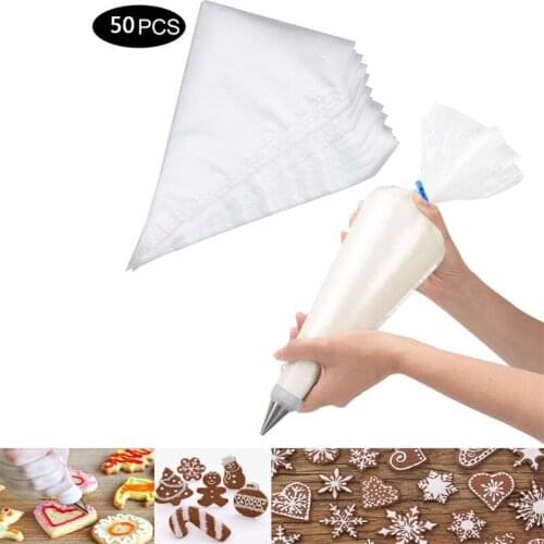 50Pcs Disposable Piping Bag Icing Nozzle Fondant Cake Cream Decorating Pastry Tips Tools Kitchen Baking Pastry Piping Bag
