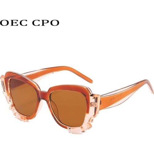 OEC CPO Oversized Square Sunglasses Women Brand Trendy Shades Sun Glasses Female Vintage Eyewear Punk Oculos De Sol UV400 E668