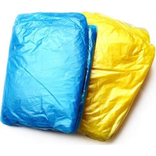 Disposable Raincoat Adult Emergency Waterproof Hood Poncho Travel Camping Must Rain Coat Unisex Random Color 1pc