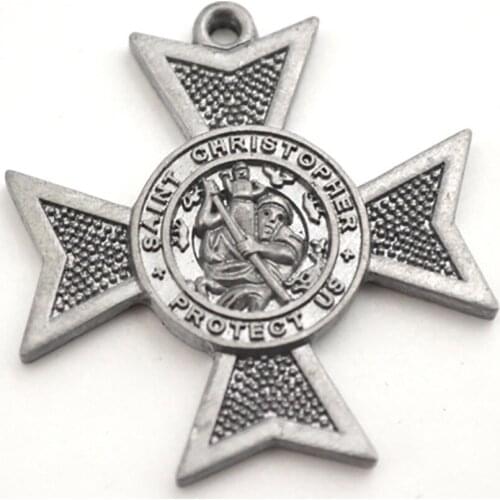 Women Men Necklace Pendant Archangel CHRISTOPHER Religious Amulet Protect US Charm Zinc Alloy Material Provide Dropshipping