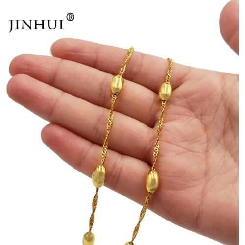 Jin Hui African Middle East women Trendy Golden Necklaces Length 50cm fashion Jewelry Birthday present Lovers Necklaces gift