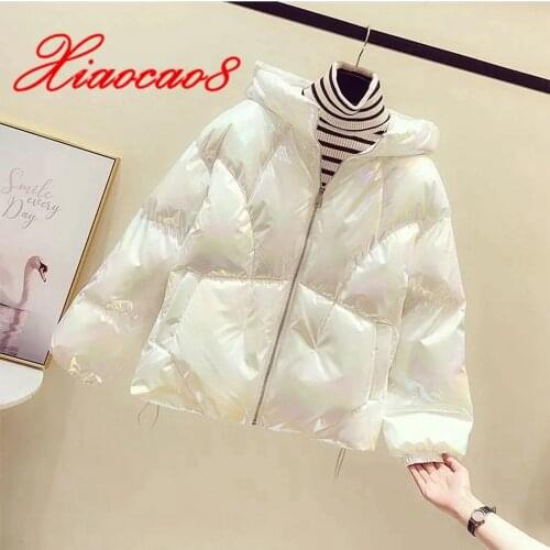 New Winter Women Cotton Down Coat Plus Size Hooded Zipper Outerwear Jacket Koean Short Style Overcoat Female White Pink Blue