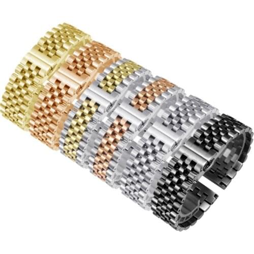 Stainless Steel Strap Replacement Metal Belt For T-issot C-asio Mens Womens Watch Chain 12 14 16 18 19 20 21 22mm Black Silver