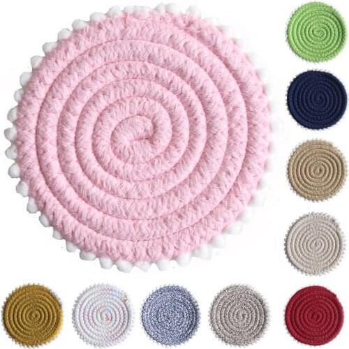 Northern Europe Macrame Cup Pad Bohemia Tablecloth Table Mat Pure Handmade Cotton Braid Non-slip Insulation Coaster for Kitchen