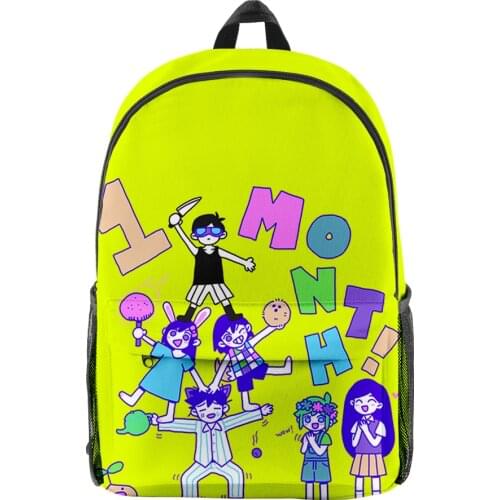 Omori 3D Merch Fashion Oxford Cloth Shoulder Backpack Printed Multi Zipper Pack Casual School Bag