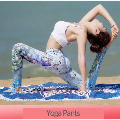 Printed Yoga Pants High Waist Dance Fitness Training Quick-drying Step On The Foot Pants Slim Elastic Sports Gym Pilates Leggins