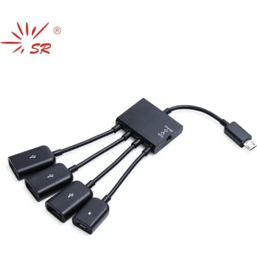 SR 2017 USB OTG Hub Adapter Cable Splitter Connectors 4 Port Micro USB Power Charging Cable