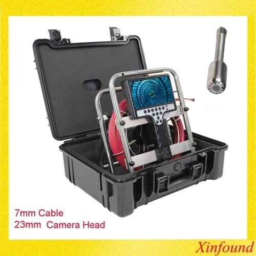 Pipe Camera 7mm Soft Cable 23mm Camera Head Sonde Pipe Sewer Drain Inspection Camera Endoscope Borescope 7'LCD