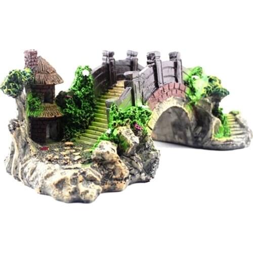 Fish Tank Decoration Aquarium Ornament Miniature Resin Bridge,7.5X3.3X2.5 Inch , for Aquariums, Fish Tank, Gardens