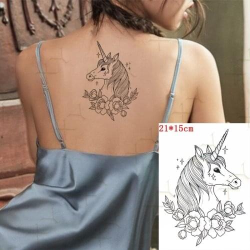Waterproof Temporary Tattoo Sticker Horse Flamingo Tiger Flash Tattos Unicorn Bird Flower Body Art Arm Fake Tatoo Women Men