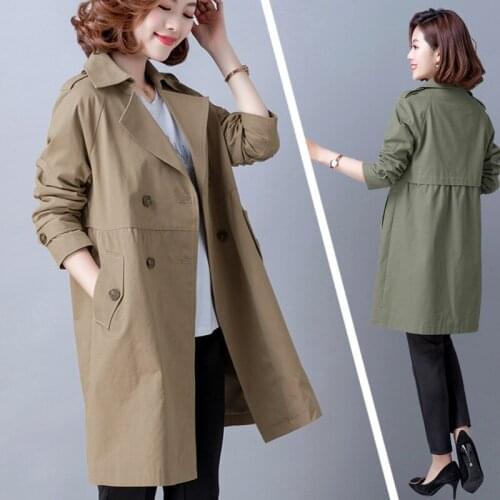 Big Size Fashion Trench Coat For Women 2020 New Cotton Suit Collar Double Breasted Korean Windbreaker Female Outerwear Top f2783