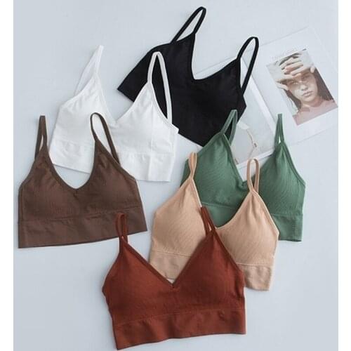 Women Tank Crop Top Seamless Sport Camisole Underwear Push Up Bra Sports Sleeveless Tops 2021