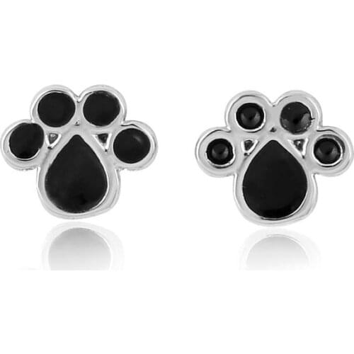 1Pair 2017 New Fashion Tiny Cat Paw Print Stud Earrings for Women Lovely Animal Oil Stud Earrings Party Gifts