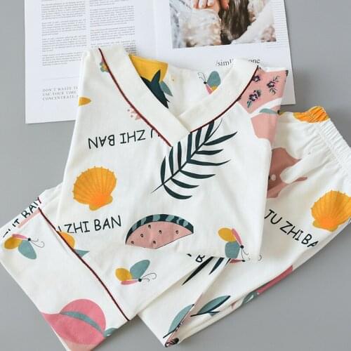 Korean Version of Cotton Knit V-neck Plus Size Home Wear Womens Autumn Thin Long-sleeved Trousers Pullover T-shirt Pajamas Set