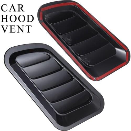 2pcs Black Car Auto Front Engine Air Flow Intake Turbo Bonnet Vent Cover Hood DIY Racing Moulding Accessories